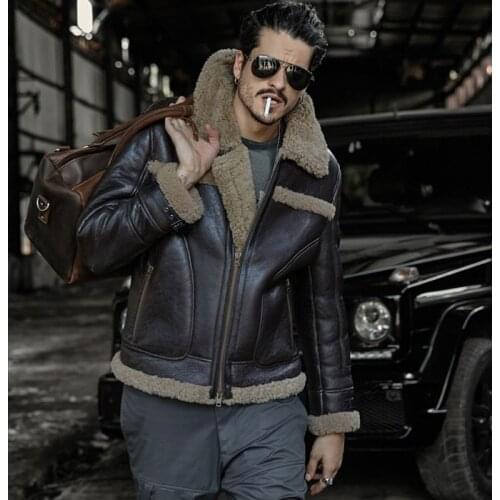 B3 Sheepskin Outwear Mens Shearling Coat Mens Fur Coat Men Aviator Jacket Pilot Jacket
