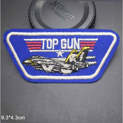 Top Gun Fighter Warplane Iron On Patches Embroidered Clothes Patch For Clothing Clothes Stickers Garment Apparel Accessories