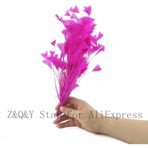 Natural turkey torn flat wool dyed rose red made into 30-35CM wire flower DIY craft performance costume feather