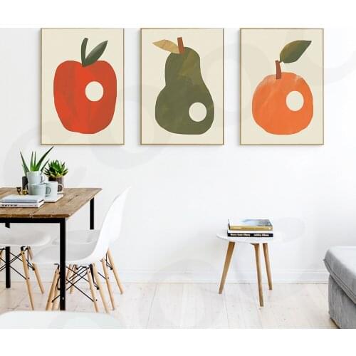Still Life Fruit Apple Pearl Orange Posters and Prints Abstract Art Painting Canvas Picture Gallery Wall Art for Home Decor