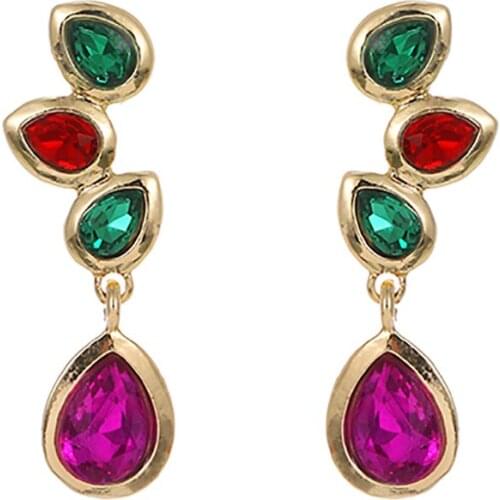 ZHINI 2020 New jewelry fashion Gold Color Long Earrings for Women Simple Personality Colorful Crystal Water Drop Earring Jewelry
