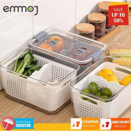 New Refrigerator Fresh Box Creative Drain Fruit And Vegetable Storage Box Double Sealed Kitchen Drain Basket