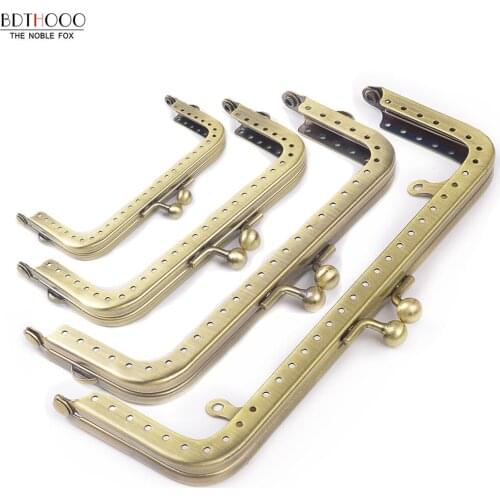 Wholesale 8.5/10.5/12.5 /15.5/18.5cm Square Metal Purse Frame Handle for Clutch Bag Handbag Accessories Making Kiss Clasp Lock