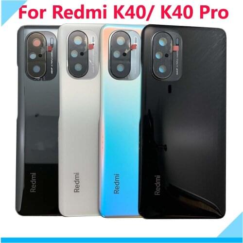 Original For Redmi K40 Glass Battery Door Housing Rear Case Cover with Camera Frame For Xiaomi Redmi K40 Pro Lid With Adhesive