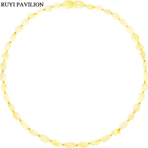 RUYI PAVILION Natural Baltic Amber Necklace For Baby Handmade polished amber beads fine jewler milk color 32-37cm