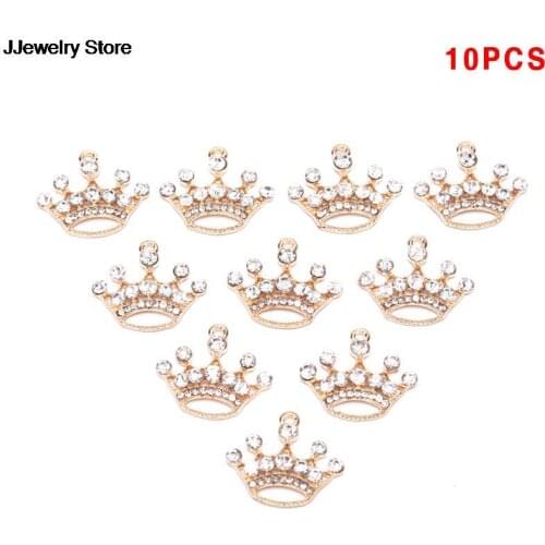 10Pcs/Set Alloy Crystal Small Crown Charms Pendant DIY Craft Jewelry Making Decoration