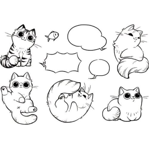 Cat Clear Stamp for Scrapbooking Transparent Silicone Rubber DIY Photo Album Decor F134