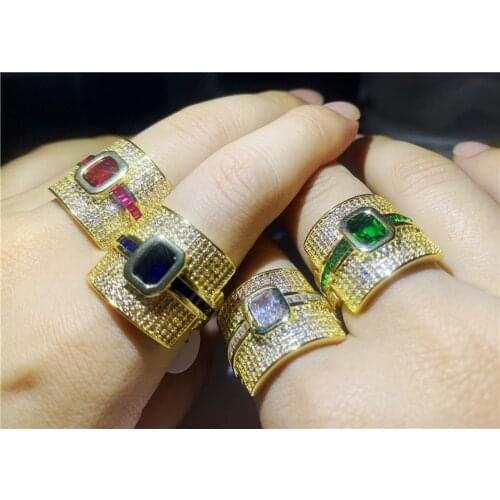 Monaco Design Luxury Ring For Women Wedding Cubic Zircon Engagement Dubai Punk Bridal Top Finger Rings