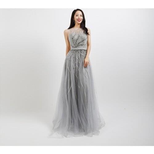 Beauty-Emily Luxury Long Evening Dresses 2020 Sparkilng Off Shoulder Sequins Elegant Prom Gowns Host Party Dress Lace Up back