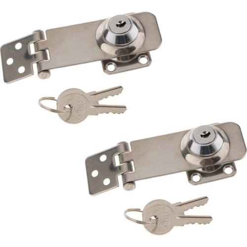 80mm x 30mm Stainless Steel Plating Self Locking Security Hasp Staple 2 Keys Lock Shed Cupboard Door/Shed/Gate/Van Lock
