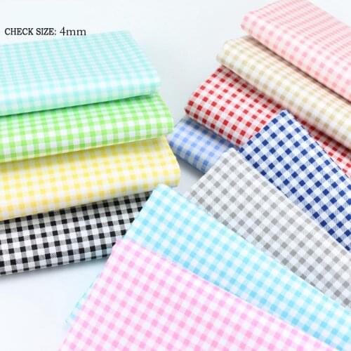 100% Cotton twill grey yellow pink grass green camel black 4mm lattice check for DIY cushion apparel patchwork home decor fabric