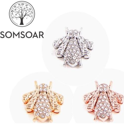 Somsoar Jewelry Crystal cicada bee Slide charms fit Leather wrap Mesh Stainless steel Bracelet Bangle 10pcs/lot