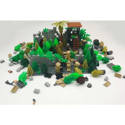 City Parts Garden Bush Trees Building Blocks Bricks Green Plants Block WW2 Military Weapons Accessories Blocks Children Toy