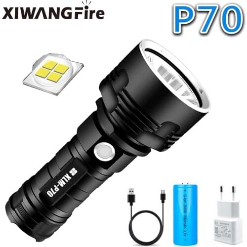 XIWANGFIRE Super Powerful XHP70 LED Flashlight XM-L2 Outdoor LightingTactical Torch USB Rechargeable Waterproof Lamp Ultra Light