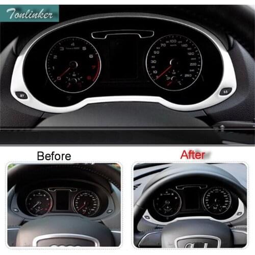 Tonlinker Dashboard position decorative Cover Case Stickers for AUDI Q3 2013-18 Car Styling 1 PCS Stainless Steel Cover stickers