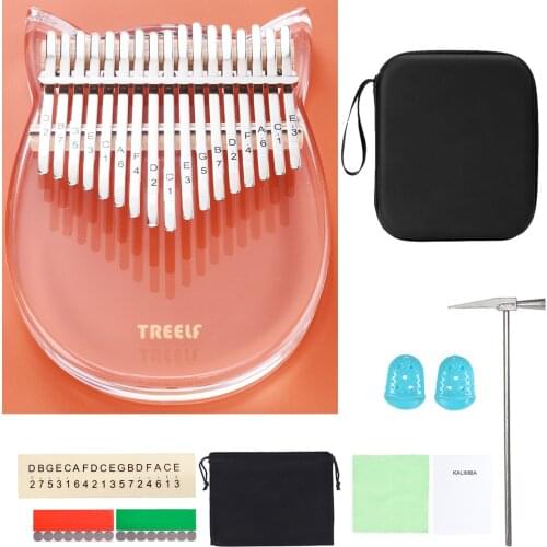 Treelf TF-17C 17 key Kalimba Acrylic Thumb Piano 17 Keys Mbira Transparent Keyboard Instrument
