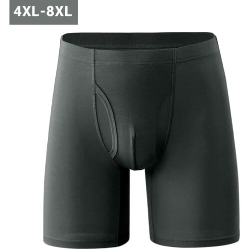 Shionf Super Soft Big Man Boxerbriefs Male Underwear Boxers men Side Open Panties Plus Size 8XL Long Leg Breathable Underpants