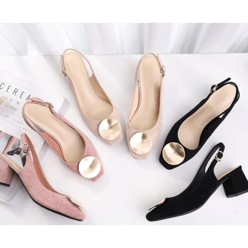 Mid Heel Shoes Slingback Dress Shoes Women Black Heels Elegant Shoes For Woman Sexy Heels Damen Schuhe Sapatos Feminino Zapatos