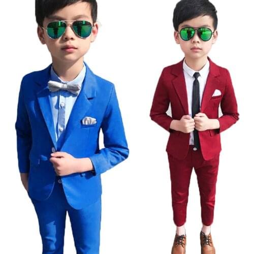 Boys Spring Autumn Suit Set Children Performance Party Dress Costume Toddler Kids Blazer Pants 2pcs Clothing Sets