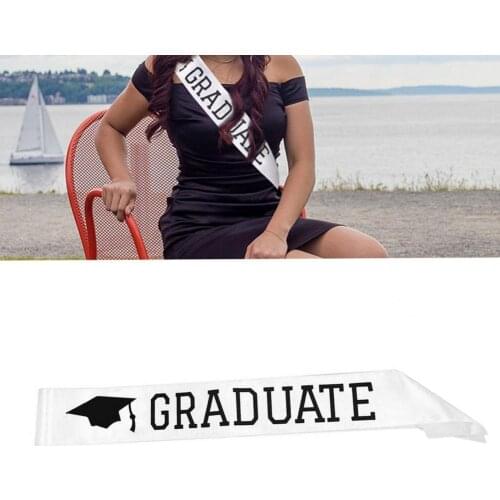 Graduation Sash Photo Prop Soft White Letter Printed Beautiful Ribbon for Party