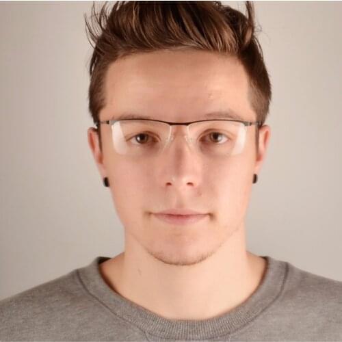 YOUTOP Mens Stainless Steel Square Optical eyeglasses Frame Glasses Business Prescription Frame Half rim Eyewear 7051