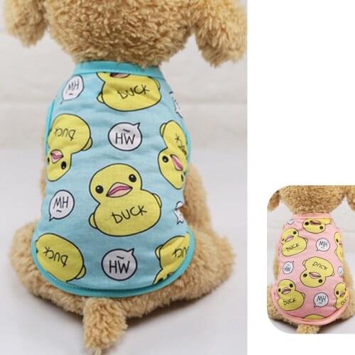Summer Dog Vest For Small Dogs Clothse Mesh Tshirt Ventilation Cool Shirt Yorkshire Terrier Cute Yellow Duck Pattern Pet Clothes