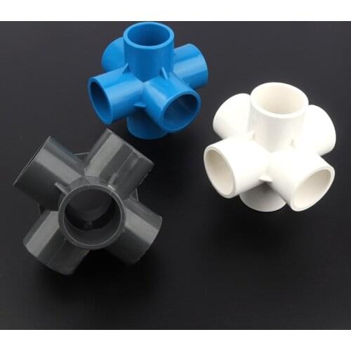 1pc 25mm PVC Joints 6ways Stereo Greenhouse Irrigation System Pipe Fittings Aquarium Tank Tube Adapter Garden Water Connectors