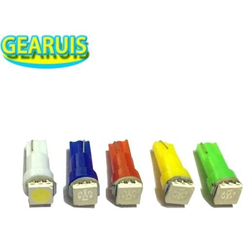 100pcs/lot T5 1SMD 5050 LED 1 SMD Dashboard Wedge Car Light Bulb Lamp Wholesale new arrive White red blue yellow green DC12V