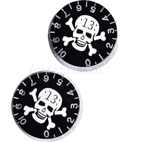 2Pcs Black Guitar Speed Knob White Skull Crossbone For Electric Guitar Replacement