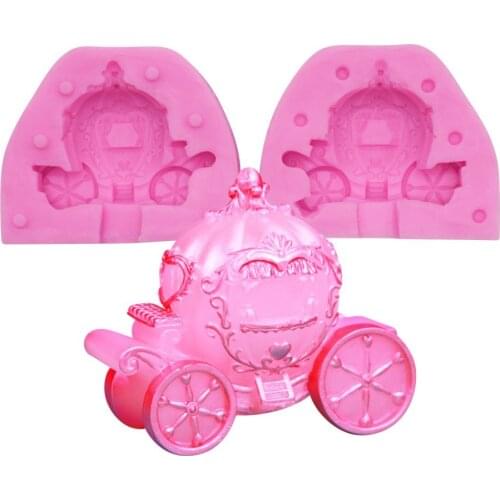 2021 3D Romantic Wedding Horse Carriage Silicone Mold Sugarcraft Fondant Cake Decorating Gumpaste Tools Candy Chocolate Mould