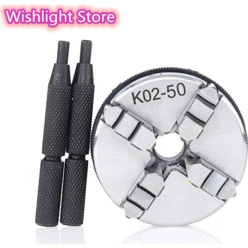 50mm Mini Drill Lathe Chuck 4 Jaw Reversible Self-Centering M14 Thread Mount Lathe Chuck With Lock Rods K02-50 and 2x Lock Rod
