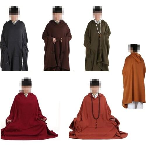 6colors unisex top quality cotton lay meditation cloak Buddhist suitsrobes capeclothing uniforms Spring&Autumn&Winter