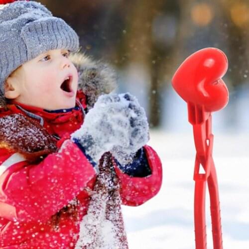 8cm Heart Snowball Maker Winter Plastic Snowball Maker Clip Kids Summer Sand Snow Ball Mold Toys Fight Clip Toy Play Snow Tool