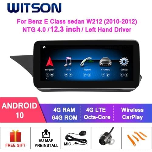 WITSON Android 10.0 12.3'' CAR Big Screen gps for BENZ E Class sedan W212 E180 E200 E260 E300 E320 E350 E400 E500 E550 E63AMG