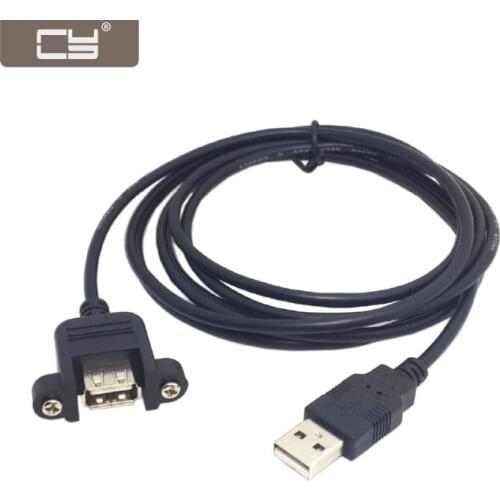 CY Left Angled Right Angeld 90 Degree USB 2.0 A Male Connector to Female Extension Cable With Panel Mount Hole 20cm Black