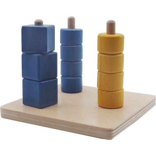 Wooden Montessori Material Discs on 3 Dowels Toys for Kids Toddlers