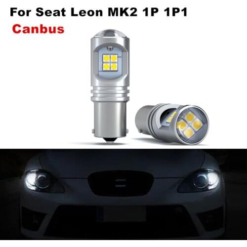 For Seat Leon MK2 1P 1P1 2pcs/lot P21W Ba15s Canbus Free White LED DRL