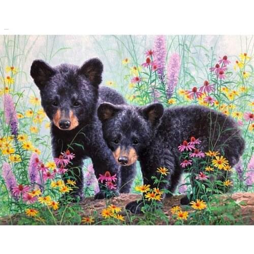 Full Square/Round Black Bear Diamond Embroidery Full Display Diamond Mosaic Animal Diamond Art Picture Of Rhinestones Home Decor