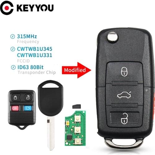 KEYYOU 5X CWTWB1U331 CWTWB1U345 Remote Car Key For Ford Explorer Focus Edge Escape Ranger Mustang Flex 315MHz ID63 80 Bit Chip