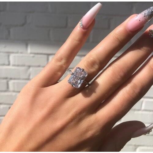 Fashion 925 Sterling Silver Ring Luxury Big Crystal Rings For Women Femme Jewlery 2020 Size 6 7 8 9 10