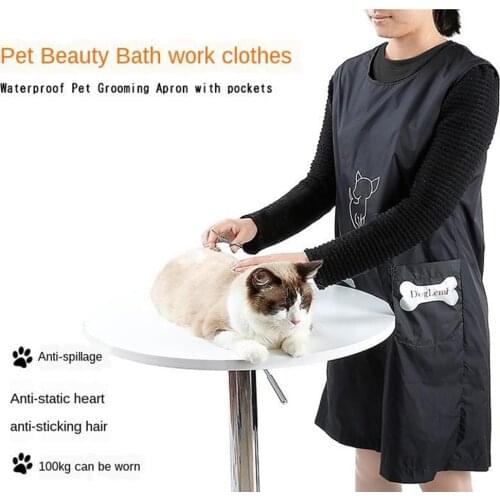 Cat Dog Grooming Apron Anti-static Sleeveless Work Clothes Smock for Pet Salon Groomers, 3 Sizes Available
