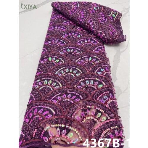 Sequin Lace Fabric African French Tulle Lace Fabric with Sequins High Quality Nigerian Sequence Lace Fabric for Sewing APW4367B