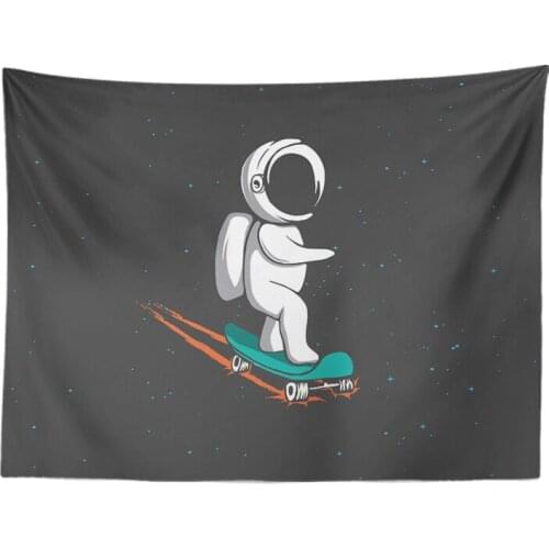 Cartoon Astronaut Tapestry Rocket Skateboard Moon Balloon Living Room Decoration Wall Hanging Outdoor Picnic Camping Blanket