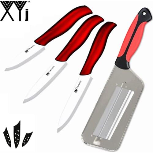 XYj Kitchen Ceramic Knife Set 3'' 4'' 5'' Chef Slicing Paring Knife Vegetable Slicer Double 2 Slice Blade Kitchen Tool Potato