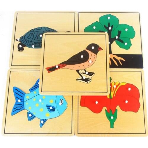 2021 New Baby Toy Kids Montessori Flower/Plant/AnimalsPuzzle Children Wood Early Childhood Education Preschool Training Learning