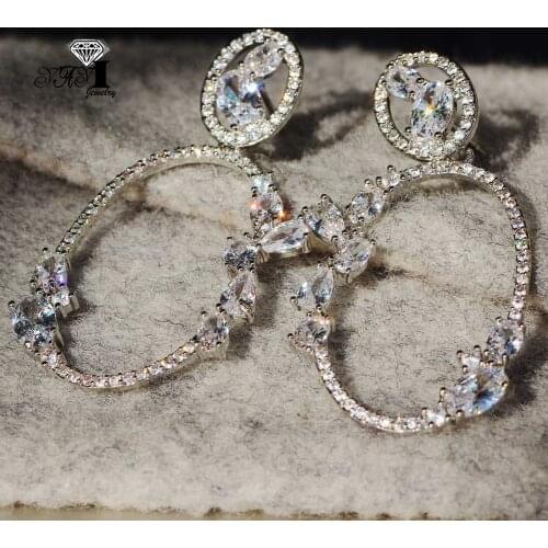 New YaYI Jewelry Fashion Princess Cut White Cubic Zirconia Silver Color Wedding Party Lovers Wear Ear Stud Precious Earrings