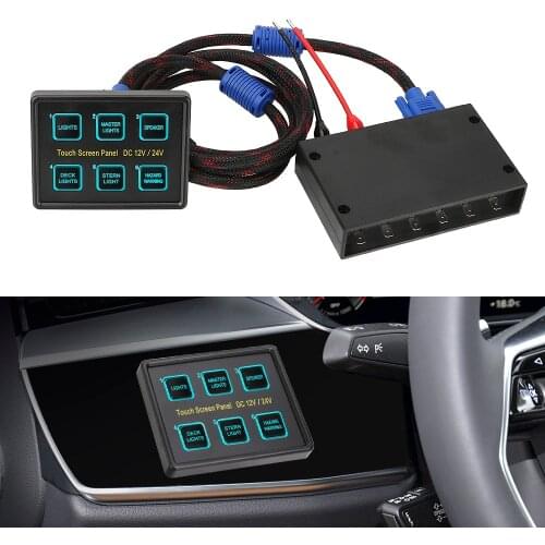 6 Gang LED Switch Panel 12V/24V Touch Screen Switches Panel for Car Marine Caravan Slim Touch Circuit Control Panel Box