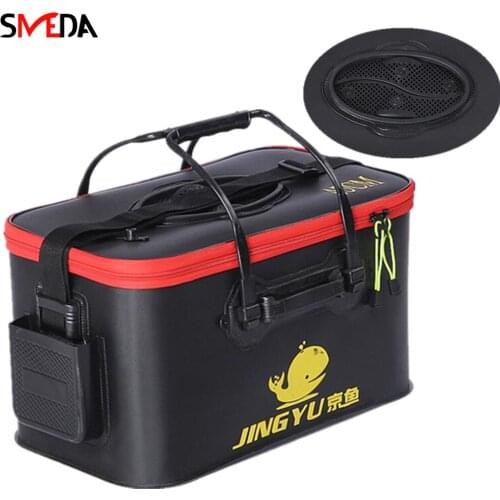 SNEDA EVA Fishing Bucket 40CM 45CM 50CM Folding Thicken Live Fishing Box Bag Camping Fishing Tackle Storage Bag