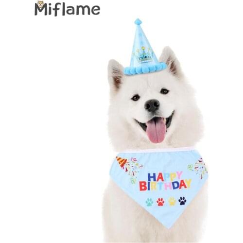 Miflame Birthday Dog Hat Small Dog Bandana Satsuma Pomeranian Bandana Pet Hat For Dog Supplies Set Lovely Dog Bib Pet Scarf Cute