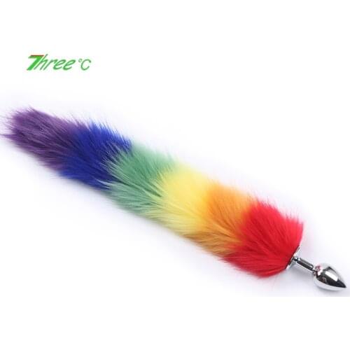 Couples Sex Toys Color Artificial Fox Tail Metal Anal Plug for Adults Butt Plugs Stainless Steel Plug Tail Dilator Anal